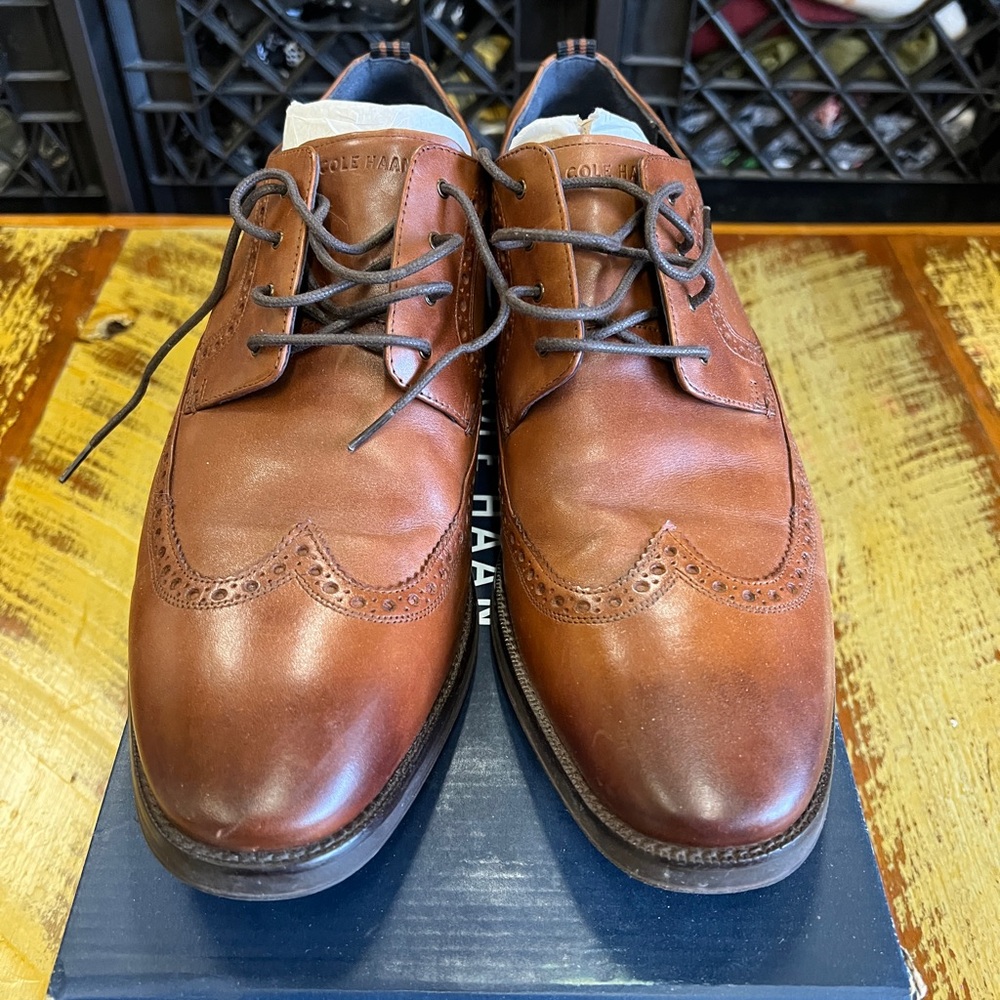 Cole Haan Men's Brown Leather Wingtip Derbys